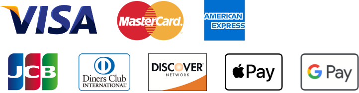 VISA，MasterCard，American Express,JCB,ダイナース,ディスカバーの6種類利用可能